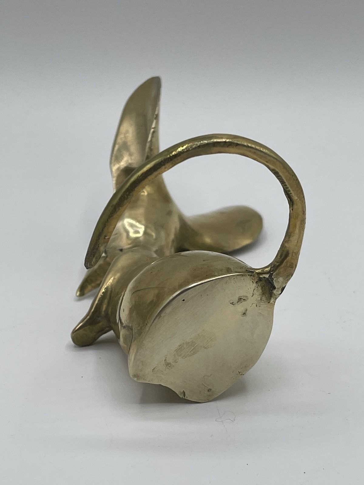 VTG Pair Of Big Eared Long Tail Whimsical Mouse 5”/ 7” Solid Brass MCM Decor