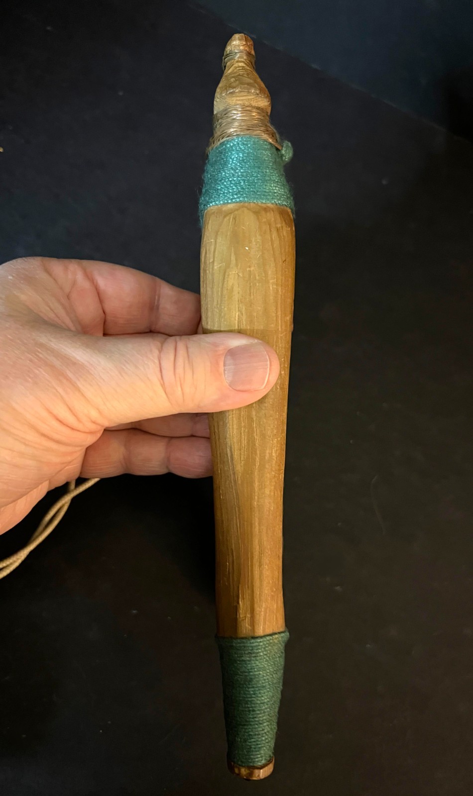 HAIDA-TLINGIT ANTIQUE HALIBUT HOOK w/Carved Totems Vintage Native Fishing