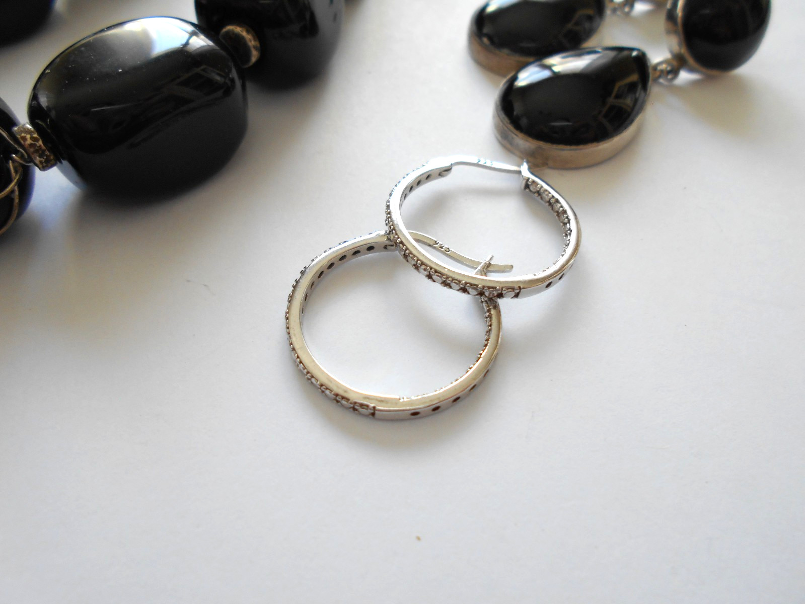 Lot of 7 Pieces Sterling Silver Onyx Amber Jewelry Lot #6 194 Grams