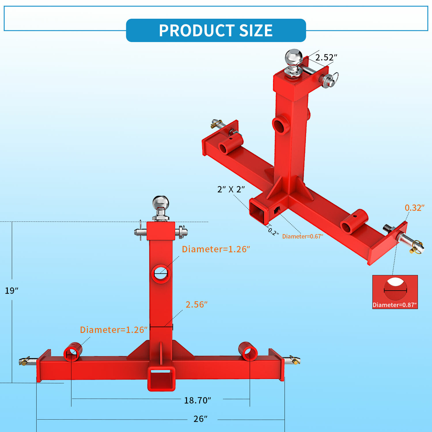 3 Point Gooseneck Receiver Hitch Trailer Mover Ball Drawbar CAT 1 Spear Receiver