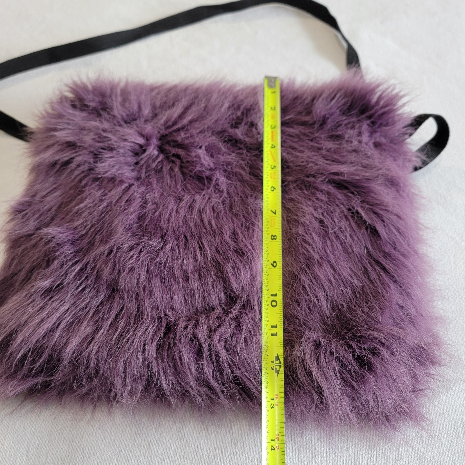 Vintage Y2K Faux Fur Punky Shoulder Bag Purple Medium Size for Women