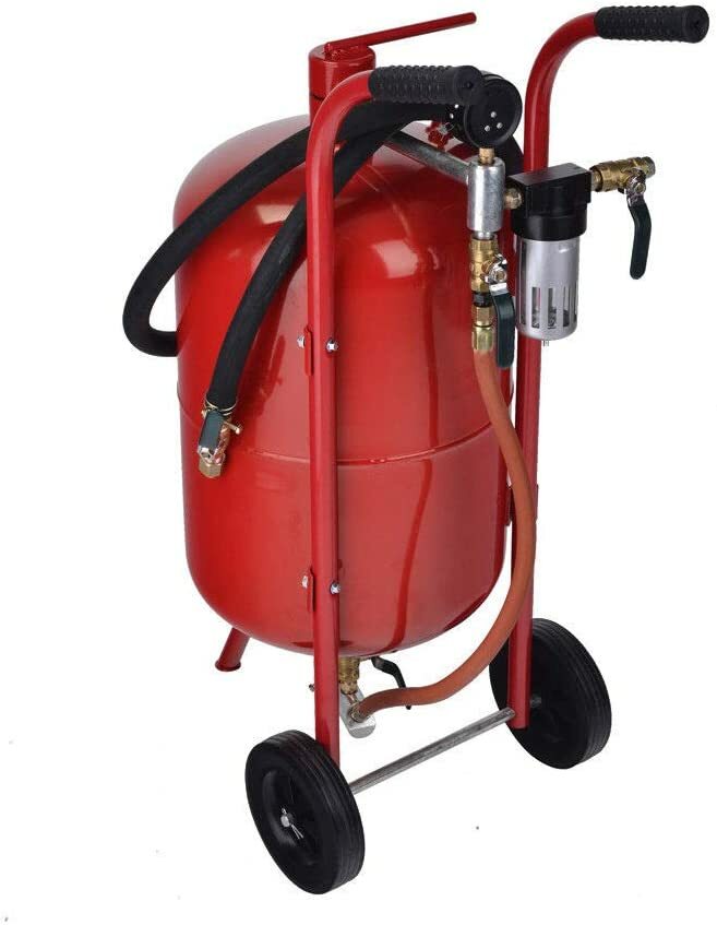 Portable 10 Gallon Pressurized Abrasive Air Sandblaster Sand Blaster W/Nozzle
