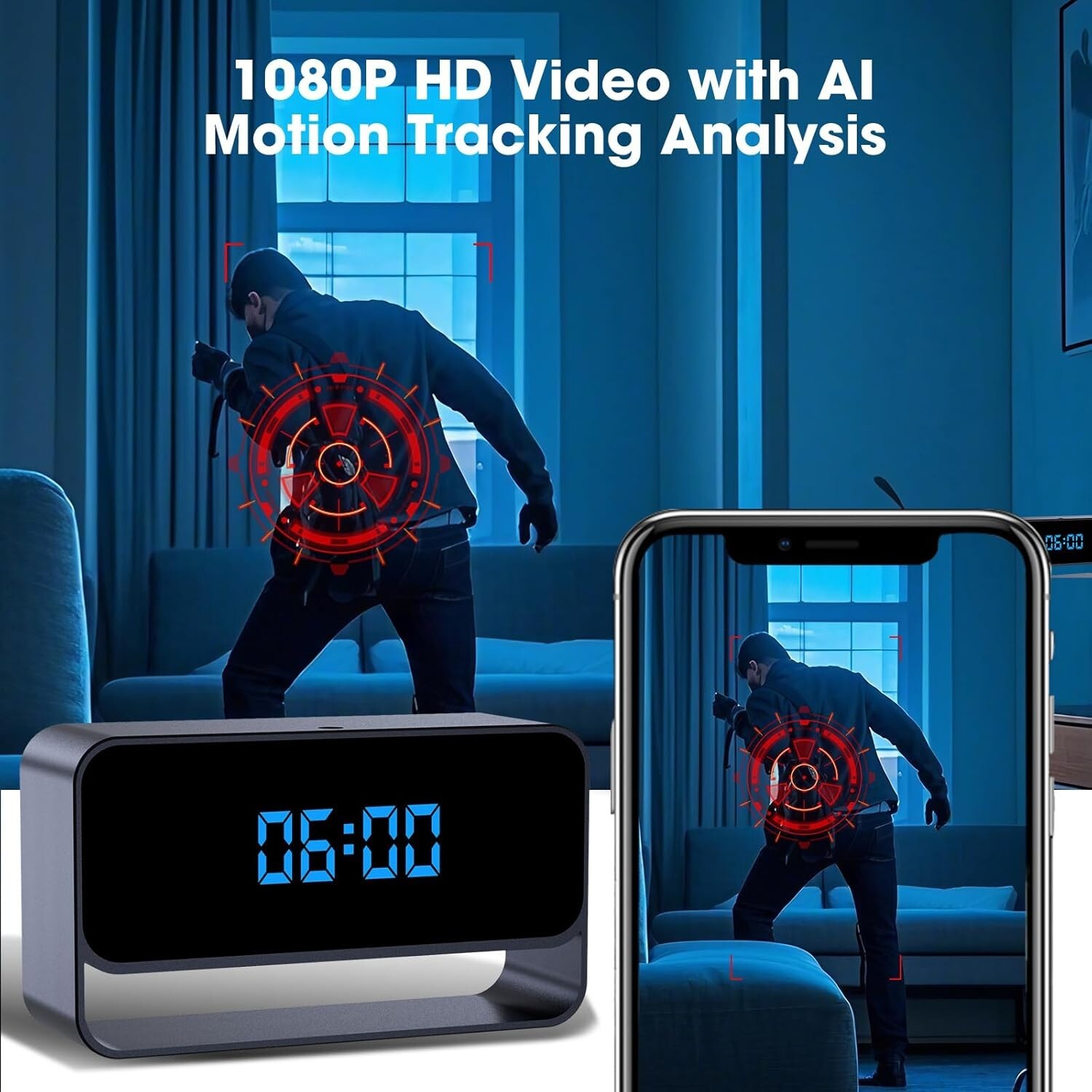 Camara Espia Oculta Reloj Despertador Seguridad 1080P Detector Movimiento NUEVO
