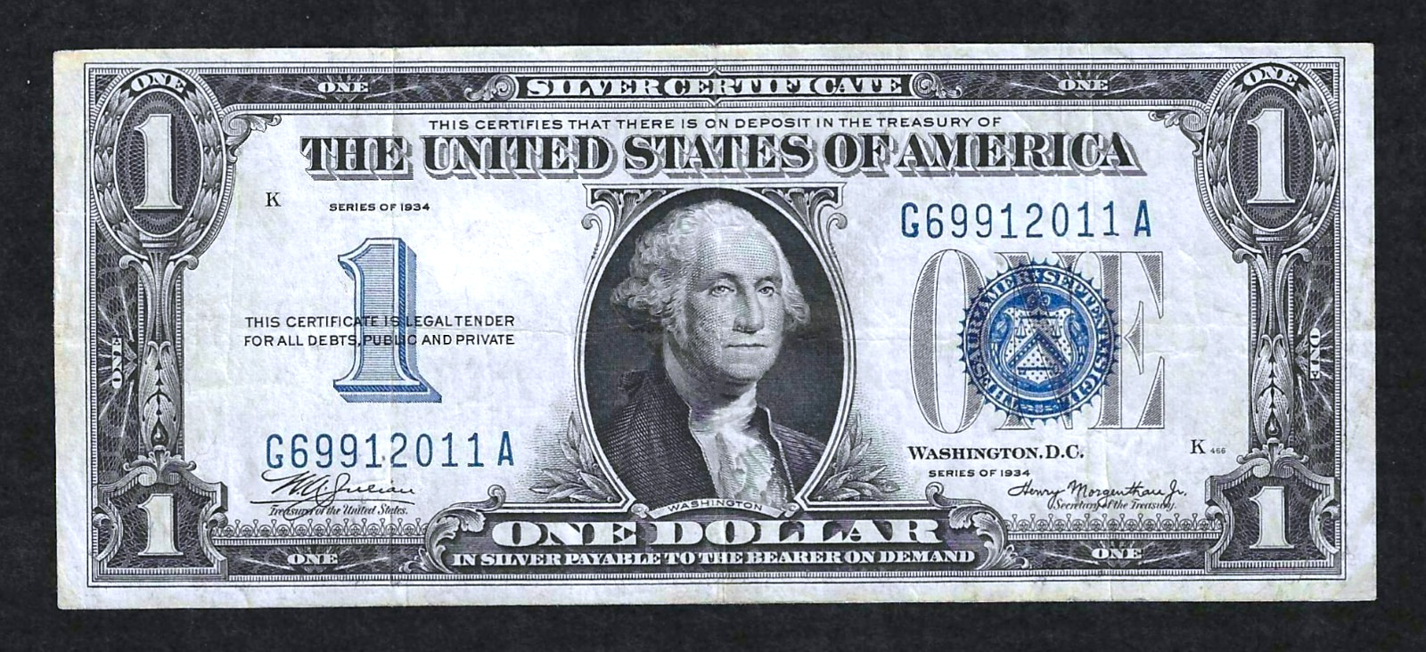 1934 $1 SILVER CERTIFICATE ~FUNNYBACK ~ FR 1606 ~ ONE-YEAR TYPE ~ EXTREMELY FINE