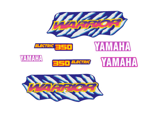 1994 Yamaha Warrior 350 Blue/Pink FULL Graphics Decal Kit Stickers GLOSSY