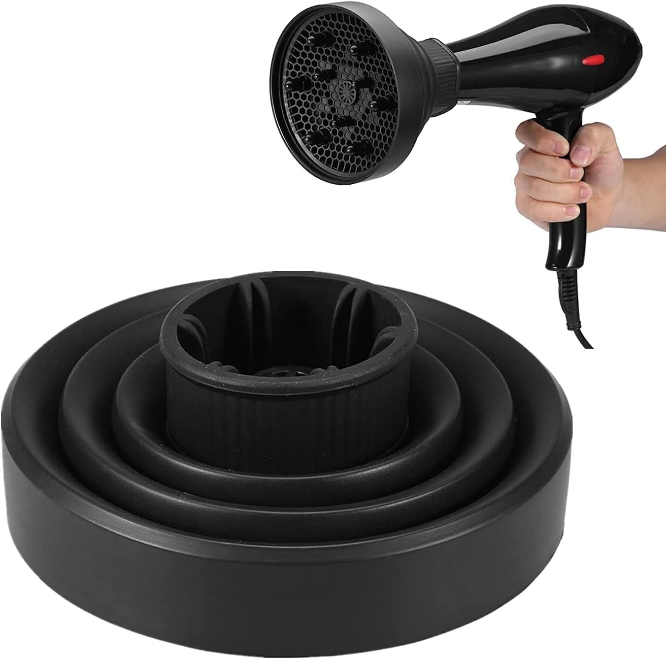 Universal Collapsible Silicone Hair Blow Dryer Diffuser Attachment for Travel