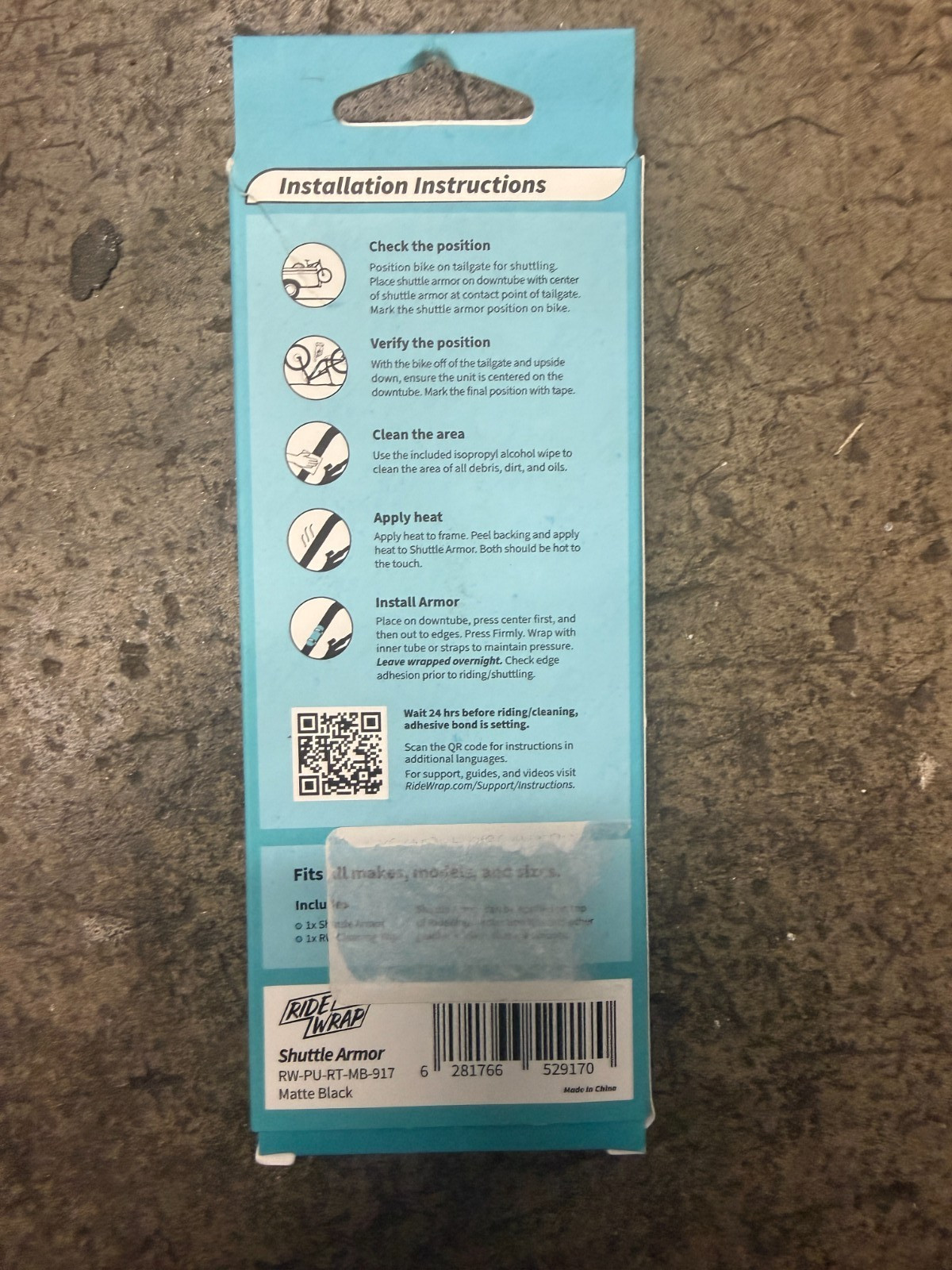 RideWrap Shuttle Armor - Matte Black - RW-PU-RT-MB-917 Downtube Protector