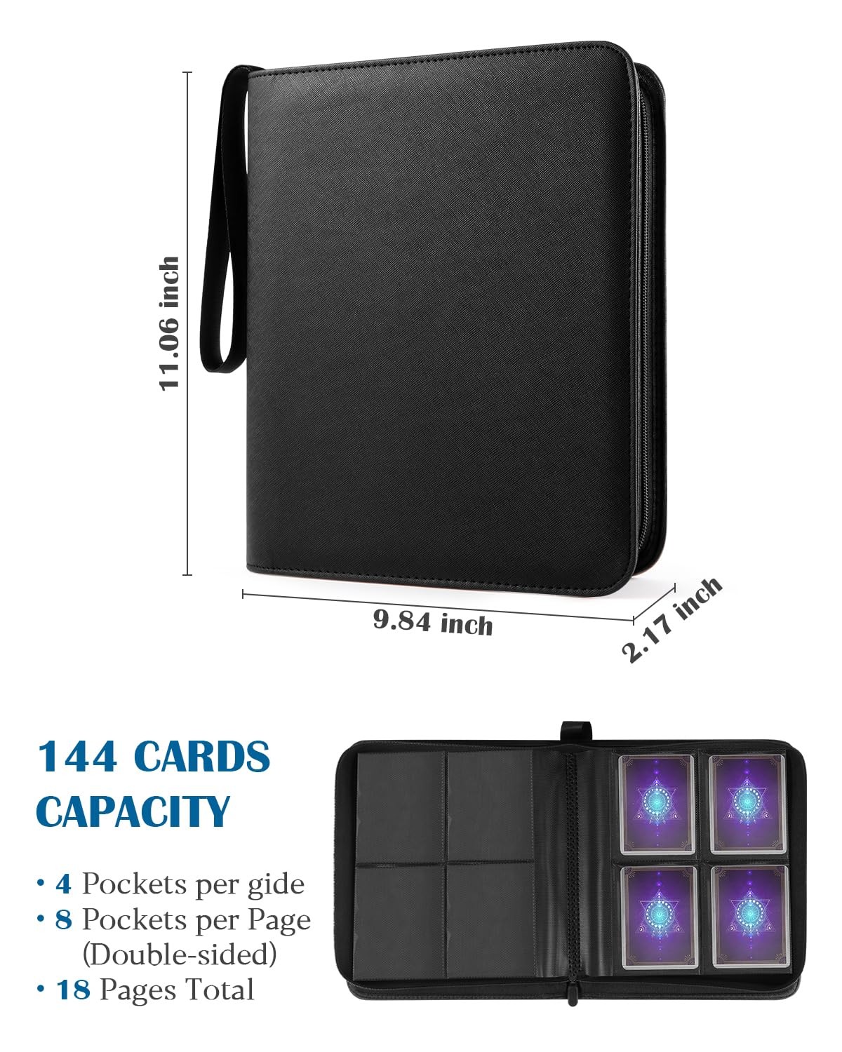 Top Loader Binder 4 Pocket for 144 Toploaders, Side Loading Toploader...