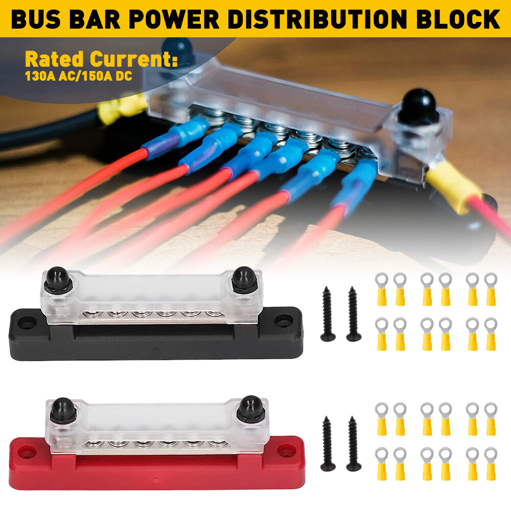 2PCS 150A 12V DC 6 TERMINAL WAY BUS BAR DISTRIBUTION BLOCK FOR CAR MARINE BOAT