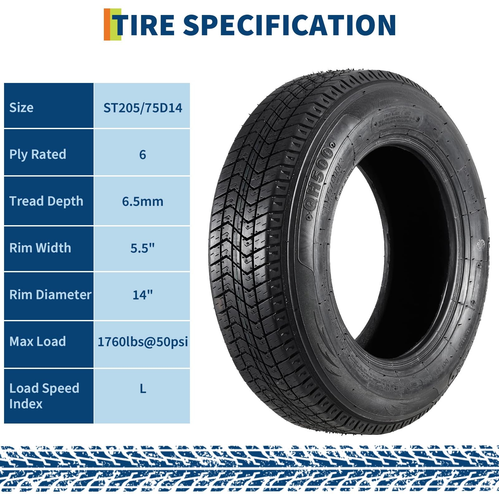 Set Of 2 ST205/75D14 Trailer Tires 6 Ply Heavy Duty 205 75 14 Replacement Tyres