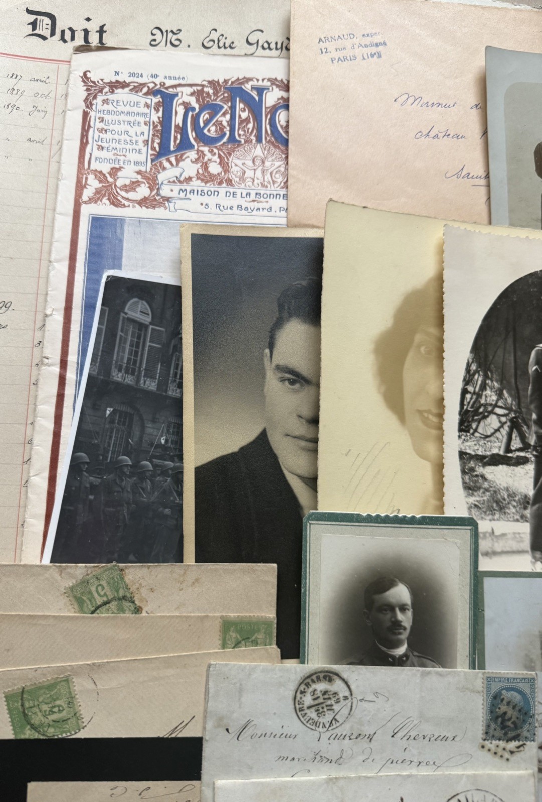 Large Lot Antique Vintage Authentic French Ephemera - Handwritten Letters Photos