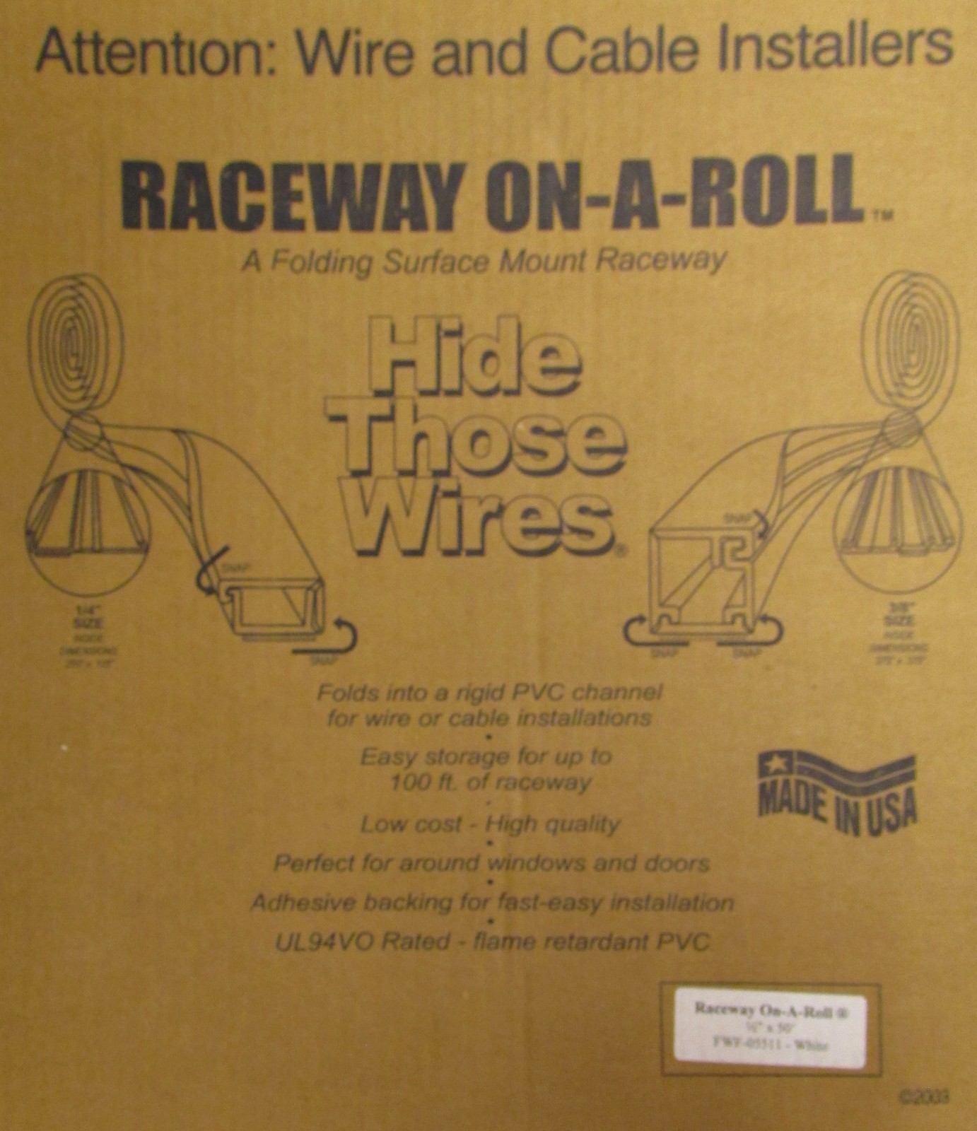 Quest Premier Raceway on a Roll FWF 05511 White Wire Management Raceway 1/2"x50'