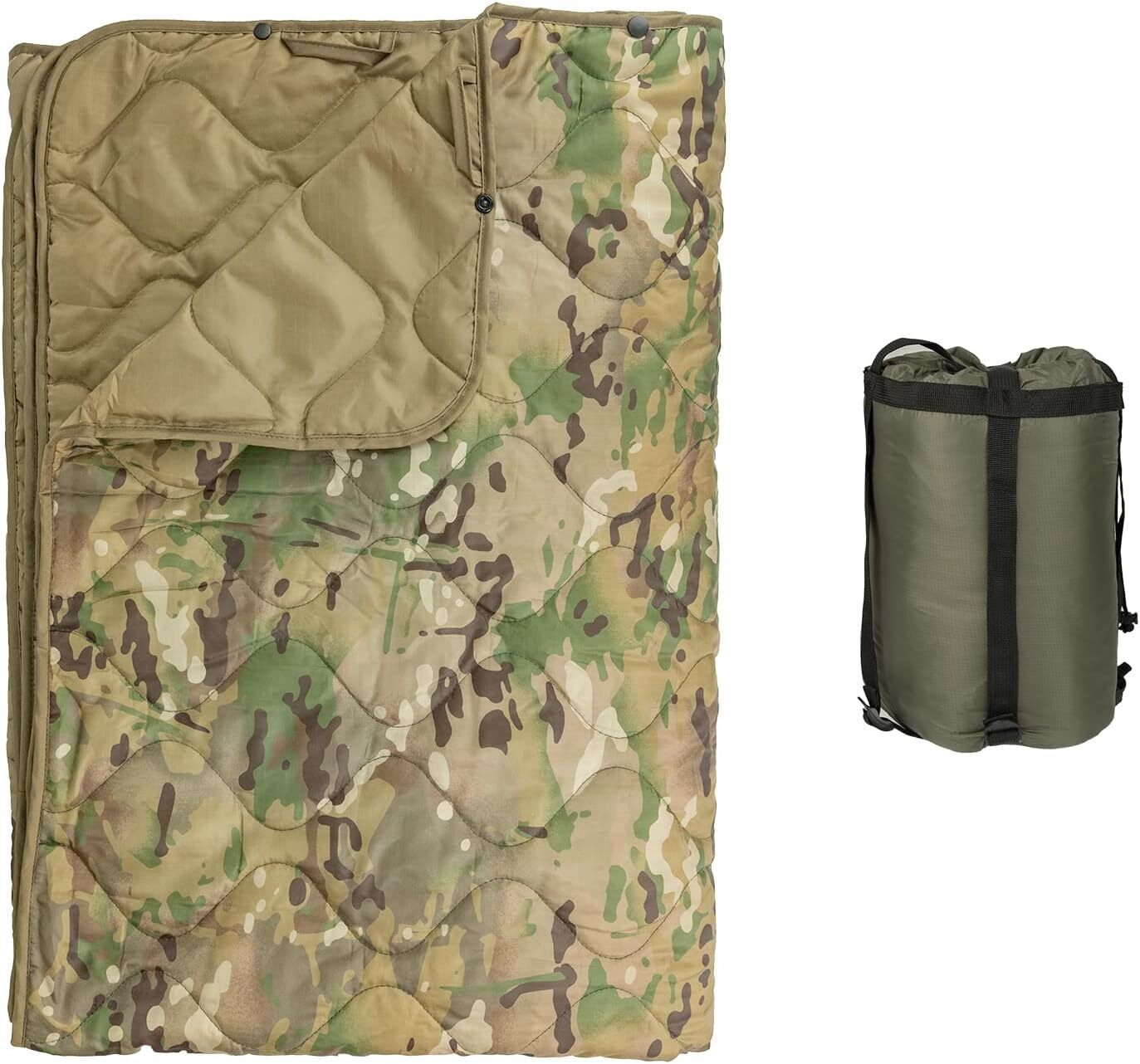 Camo Woobie Blanket Waterproof Poncho Liner for Outdoor Camping, Hiking, Hunting