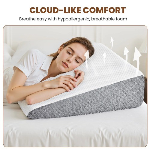 Wedge Pillow, Memory Foam Bed Wedge for Acid Reflux & Recovery23.6×23.6×7.5in
