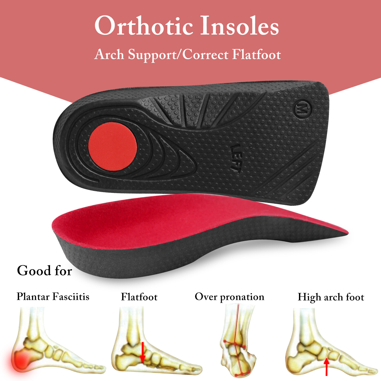1/2/3Pair Orthotic Shoe Insoles Inserts Plantar Fasciitis Flat Feet Arch Support
