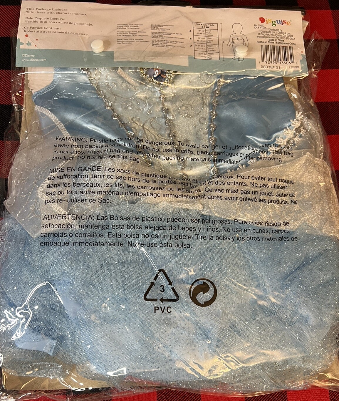 Disney Princess Baby Cinderella Halloween Costume Size 6-12M