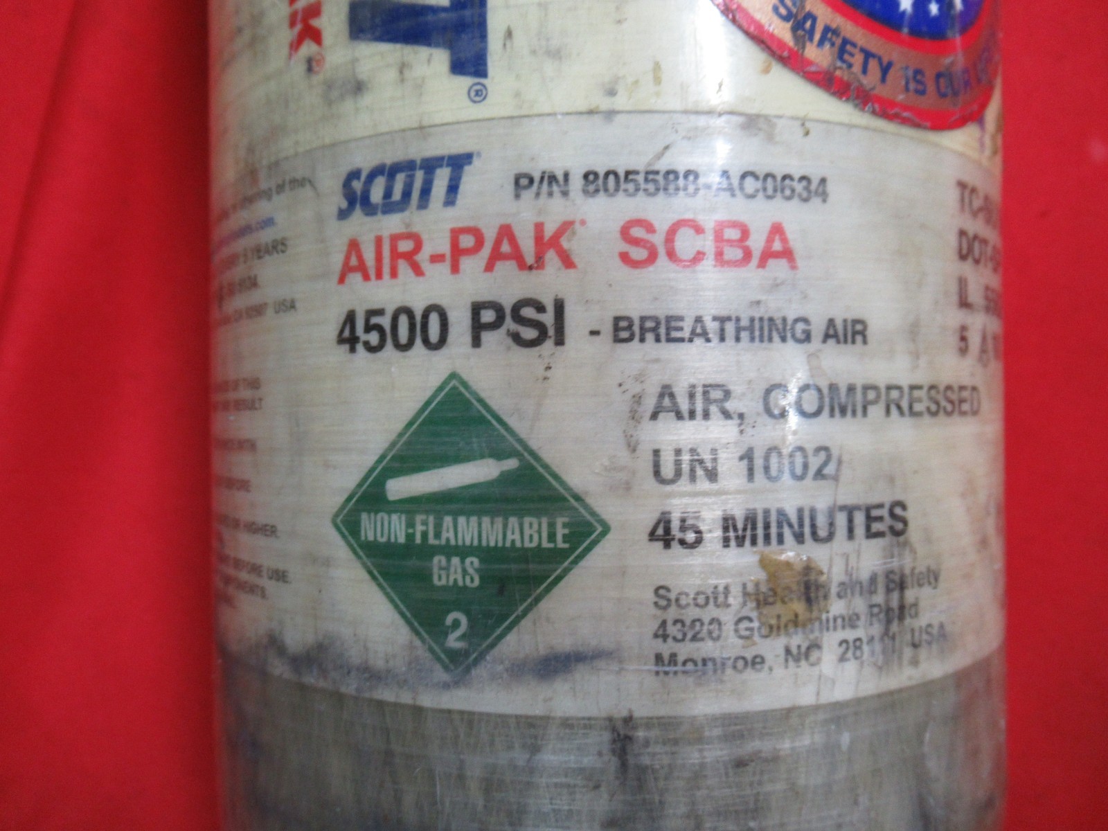 MFG 2010 SCOTT 4500PSI 45 Min SCBA Bottle Tank Cylinder CGA347 valve Air gun PCP