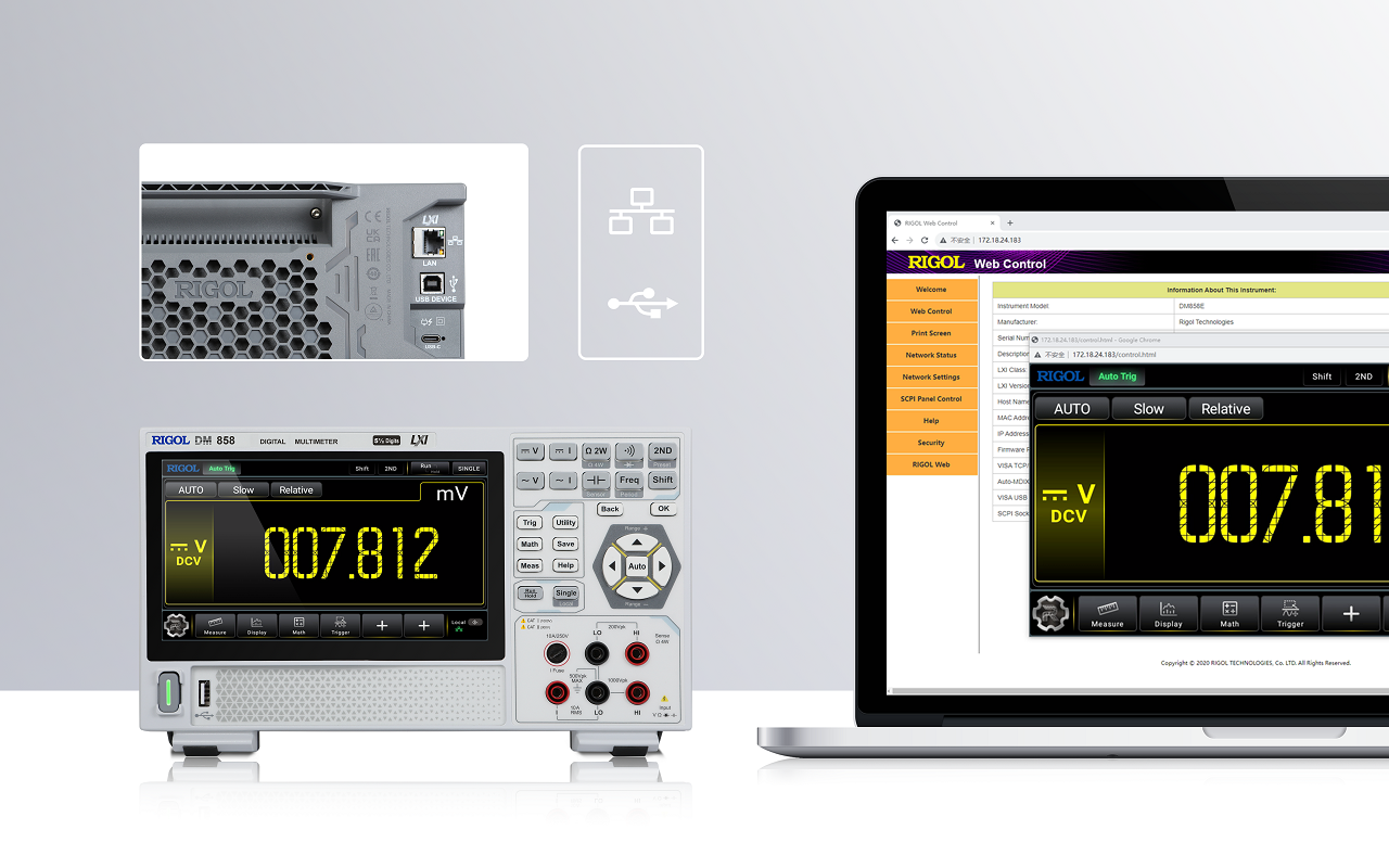 RIGOL TRMS Digital Desktop Multimeter 7-inch Touch Screen Type-C Co DM858/DM858E