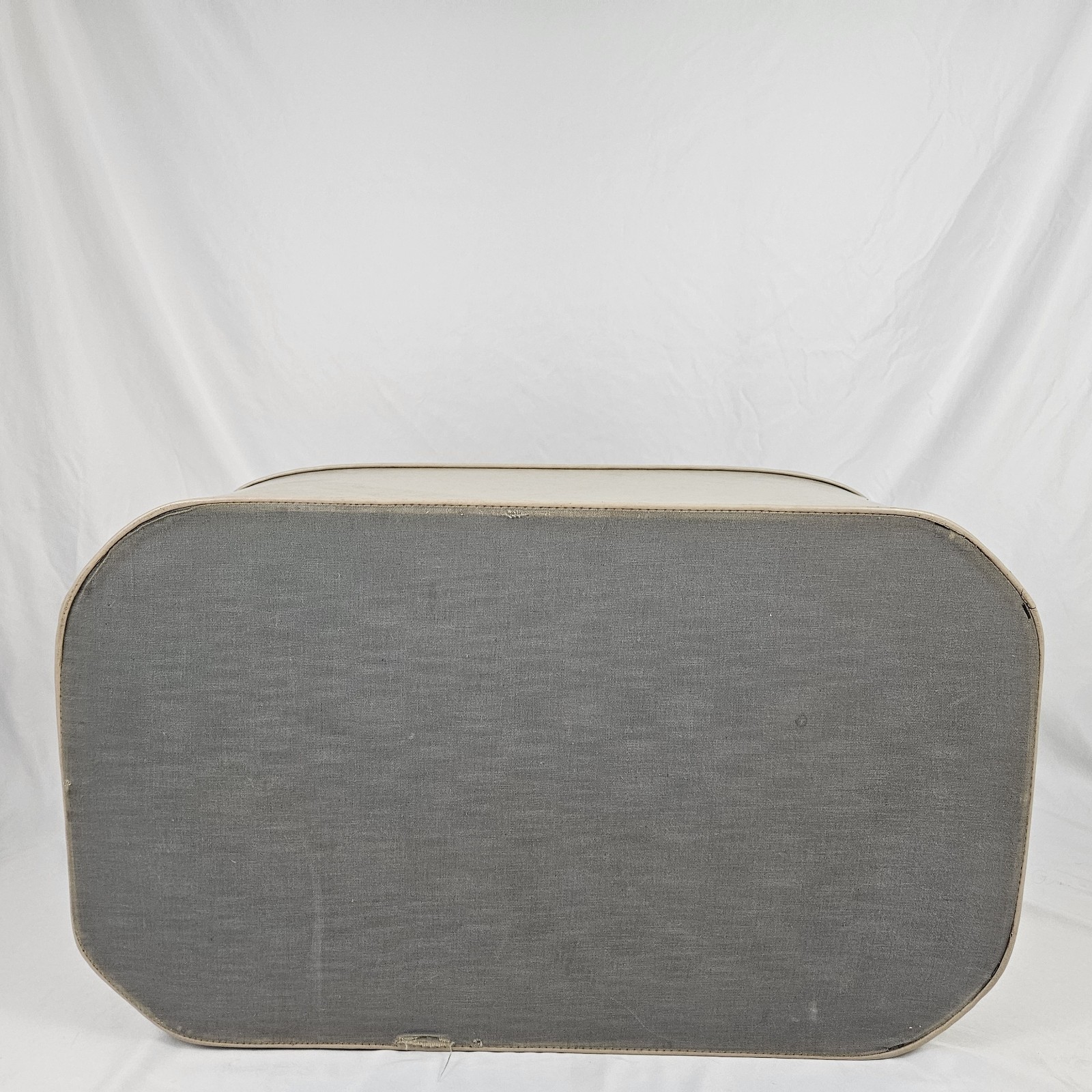 Vintage Storage Ottoman Footstool Bench Gray Naugahyde Boho Mid-Century