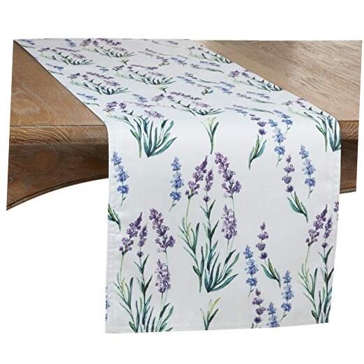 Lavender Print Table Runner, Lavender, 16"x72"