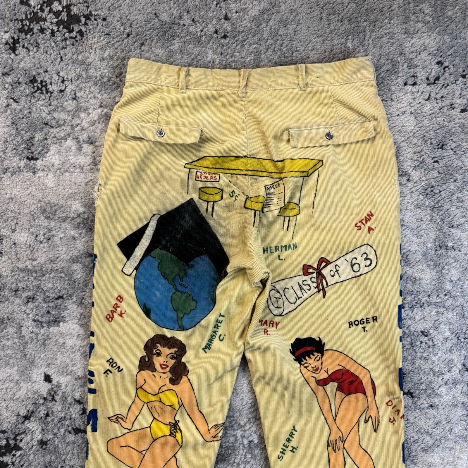 Vintage 60s Senior Cords Indiana South Caston 1963 Hand Painted Pants