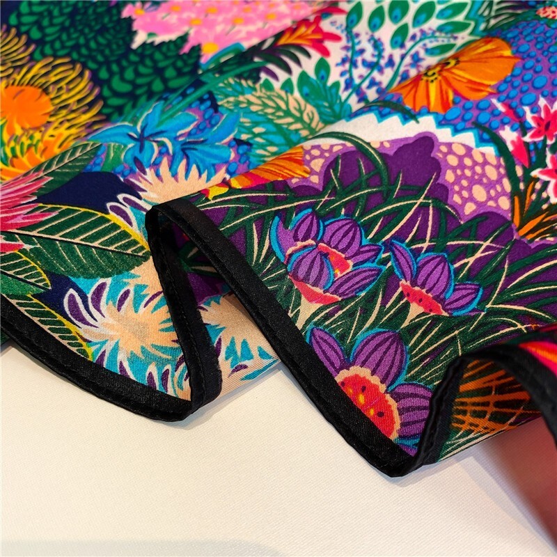 100% Mulberry Silk 20" square Scarf Women neckerchief Wrap Forest Jungle Zebra