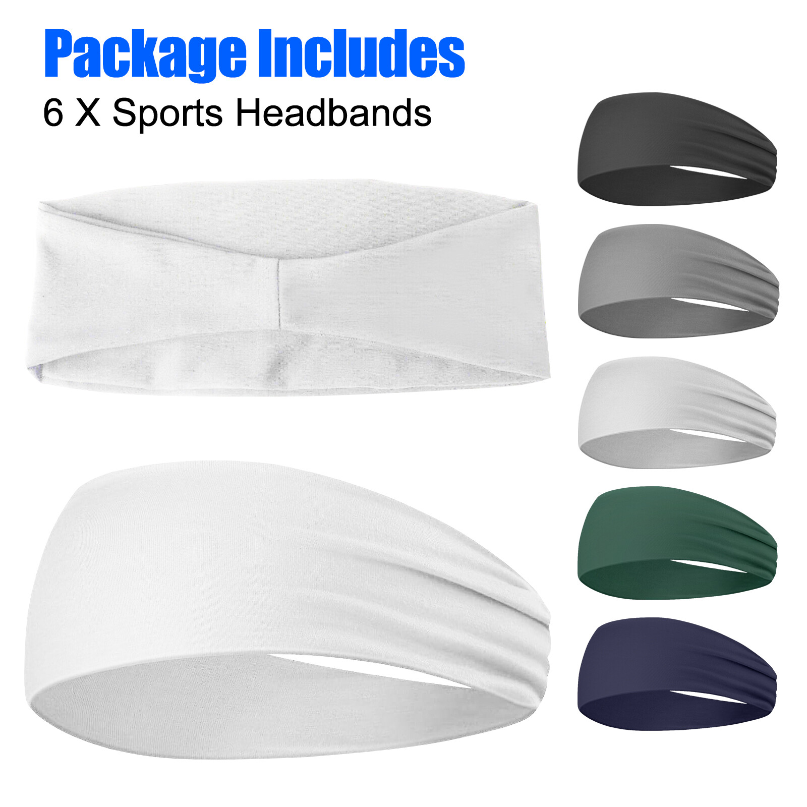 6 Pcs Running Headbands Men Sweatbands Sports Sweat Bands Workout Fitness Women