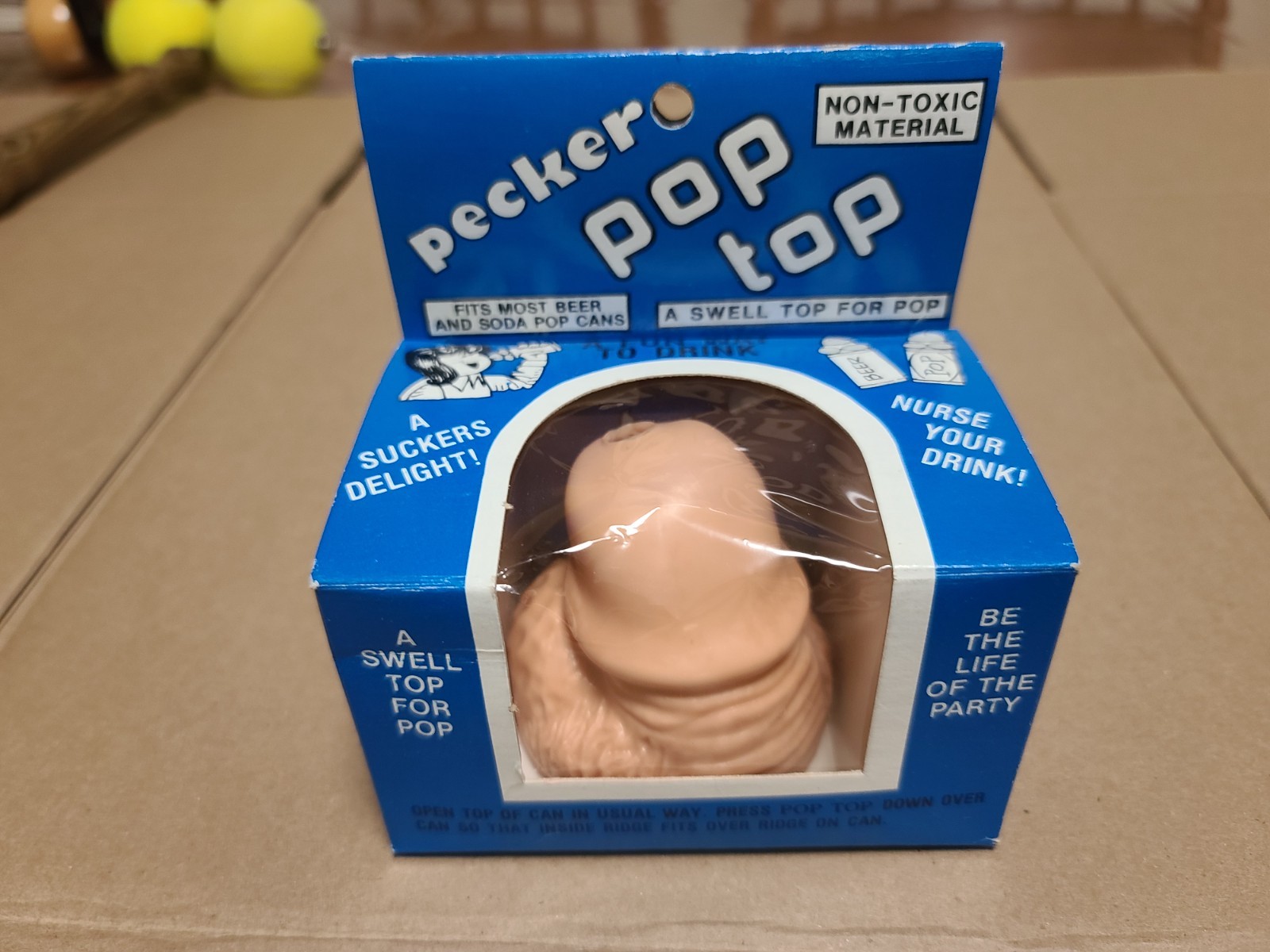 Vintage 1980's Fun Way To Drink Novelty Pecker Pop Top in Box