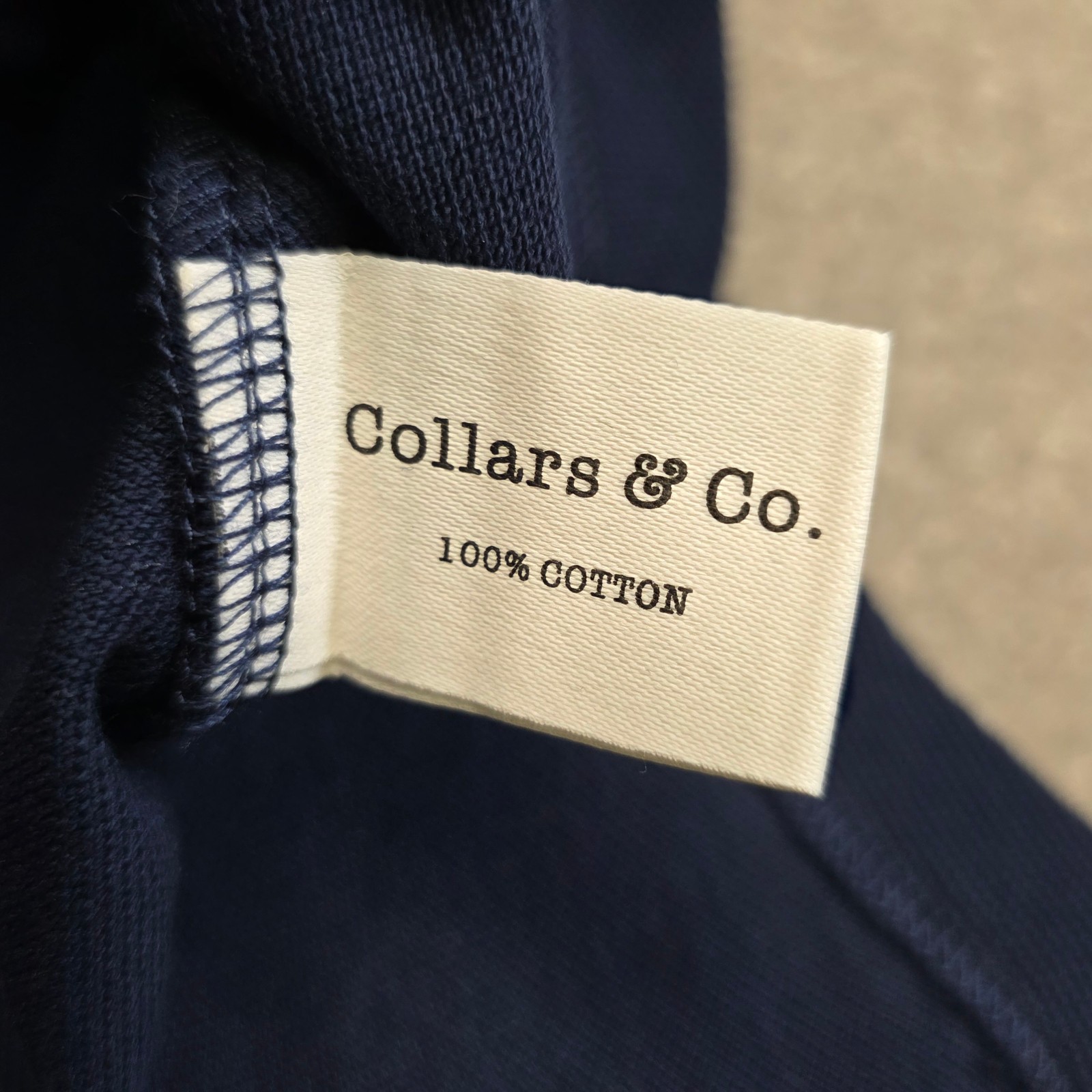 Collars and Co Mens Portofino Luxury Pique Cotton Short Sleeve Polo Size L Navy