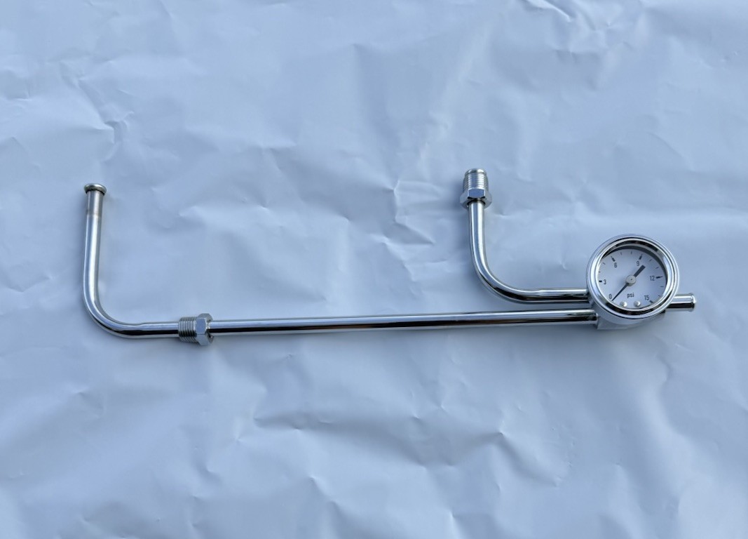 Holley 4150 Double Pumper Chrome Dual-Feed Fuel Line WITH GAUGE NEW
