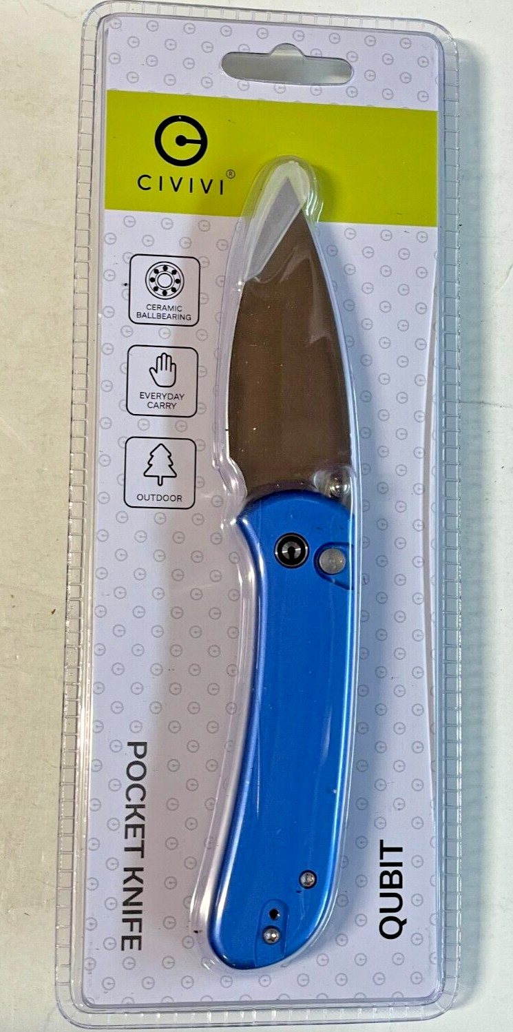 Civivi Qubit Lock 3" 14C28N Blue Aluminum Pocket Folding Knife CC22030E-3 New