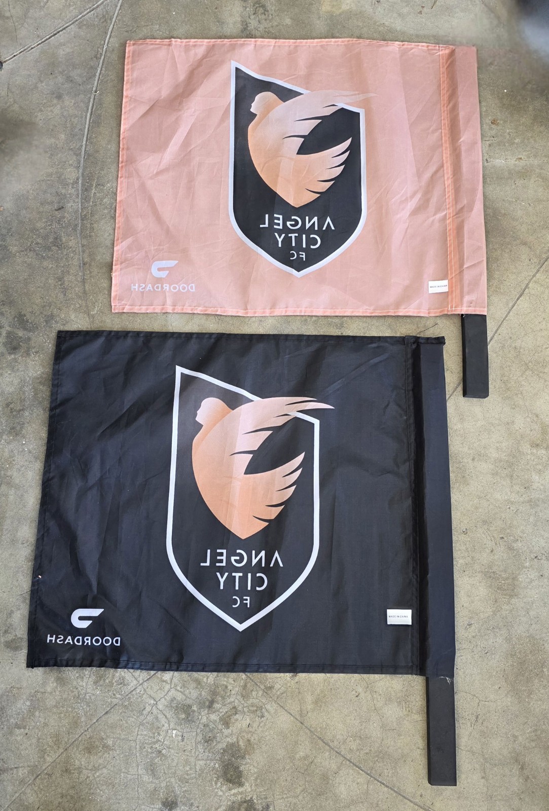Angel City FC Opening Day Flags - Black & Pink - Los Angeles Football Club! WoW!