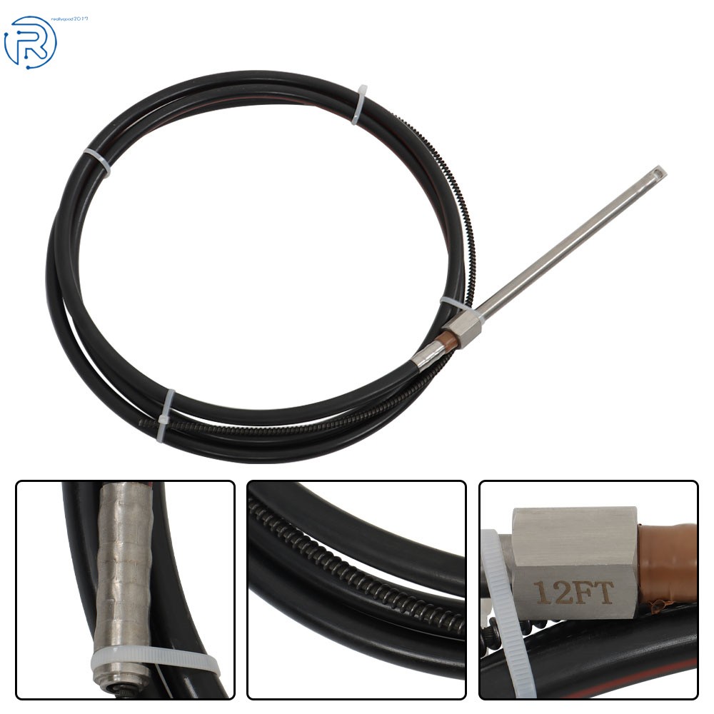 Boat Rotary Steering System Outboard Kit 12 Feet SS13712 Marine With 12.4" Wheel