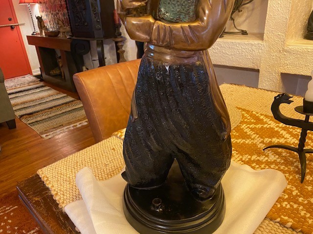 ANTIQUE BRONZE MIDDLE EASTERN COLD PAINT , NUBIAN?CANDELABRA! 16 LBS EACH!