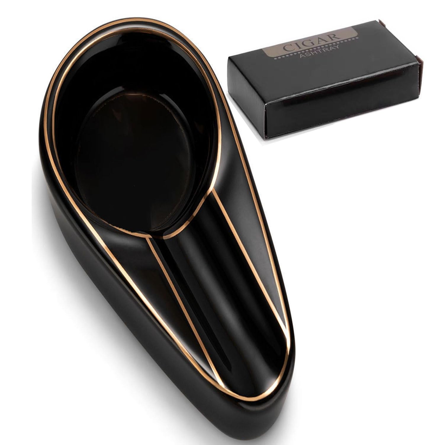 Cigar Ashtray Patio Single Ceramic Outdoor Ash Tray Cigars Portable Travel Po...