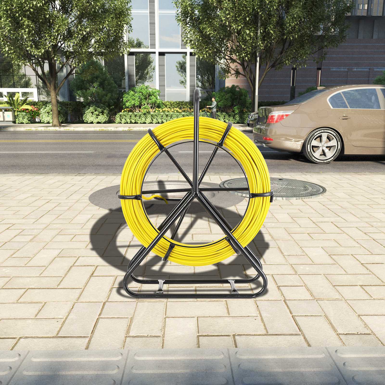 Fish Tape Puller Fiberglass 328ft 1/4 inch Wire Cable Running Duct Rodder US