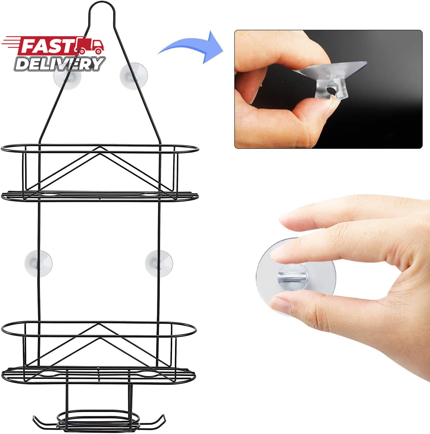 4 Pack Bathroom Shower Caddy Connectors Suction Cups, Heavy Strength Clear Sucti