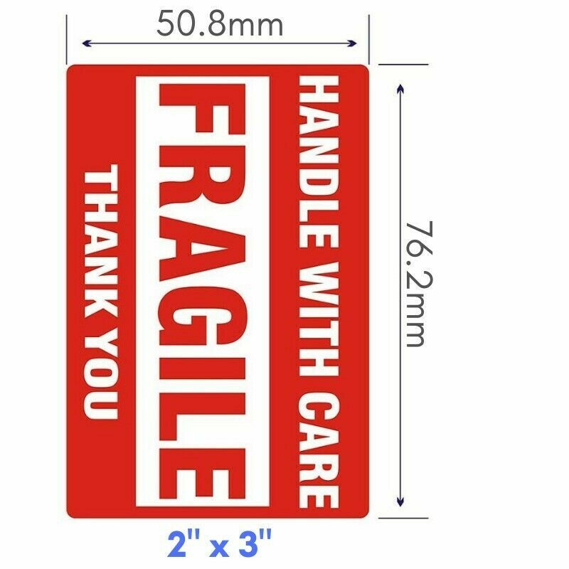 Fragile Stickers 1 Roll 500 2x3 Fragile Label Sticker Handle With Care Mailing