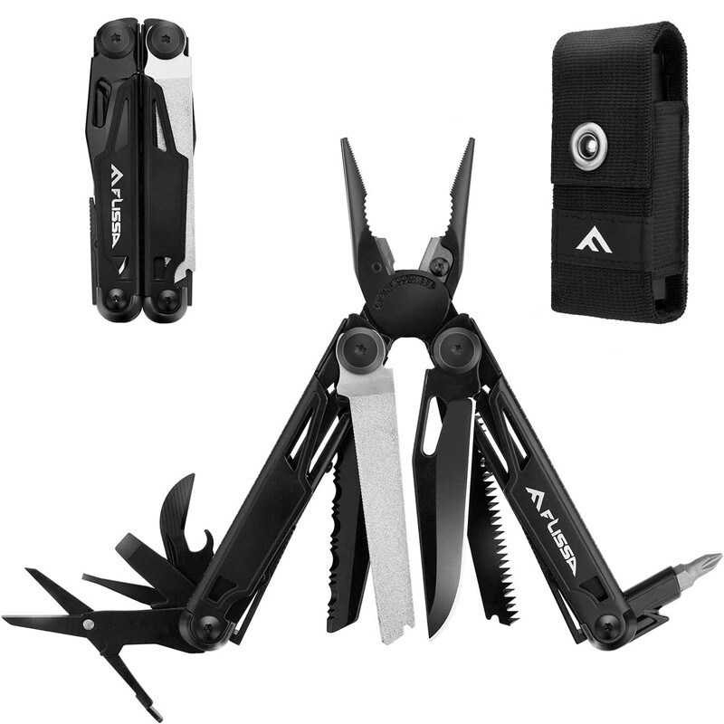 Flissa Multitool 16-in-1 Multitool Plier Folding Pocket Tool Bottle Opener Knife