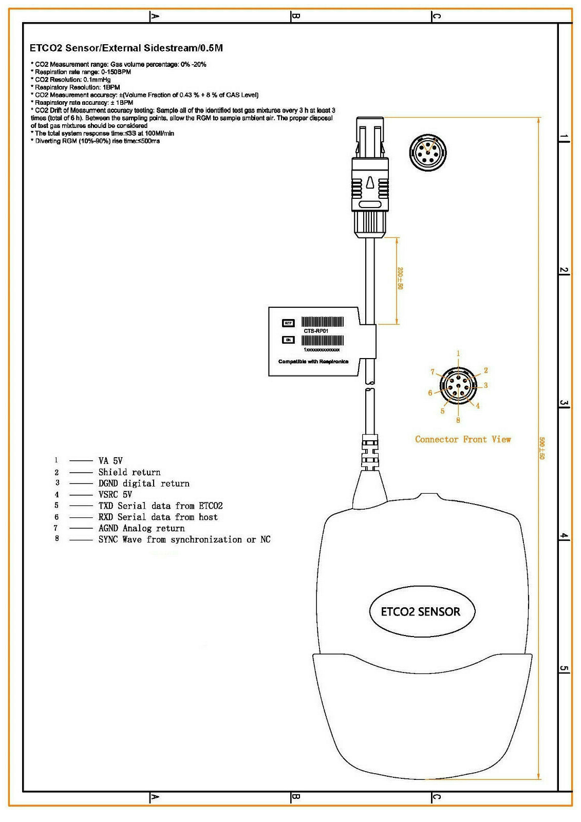 Sidestream EtCO2 Loflo Module End Tidal CO2 for Respironics Capnograph Monitor