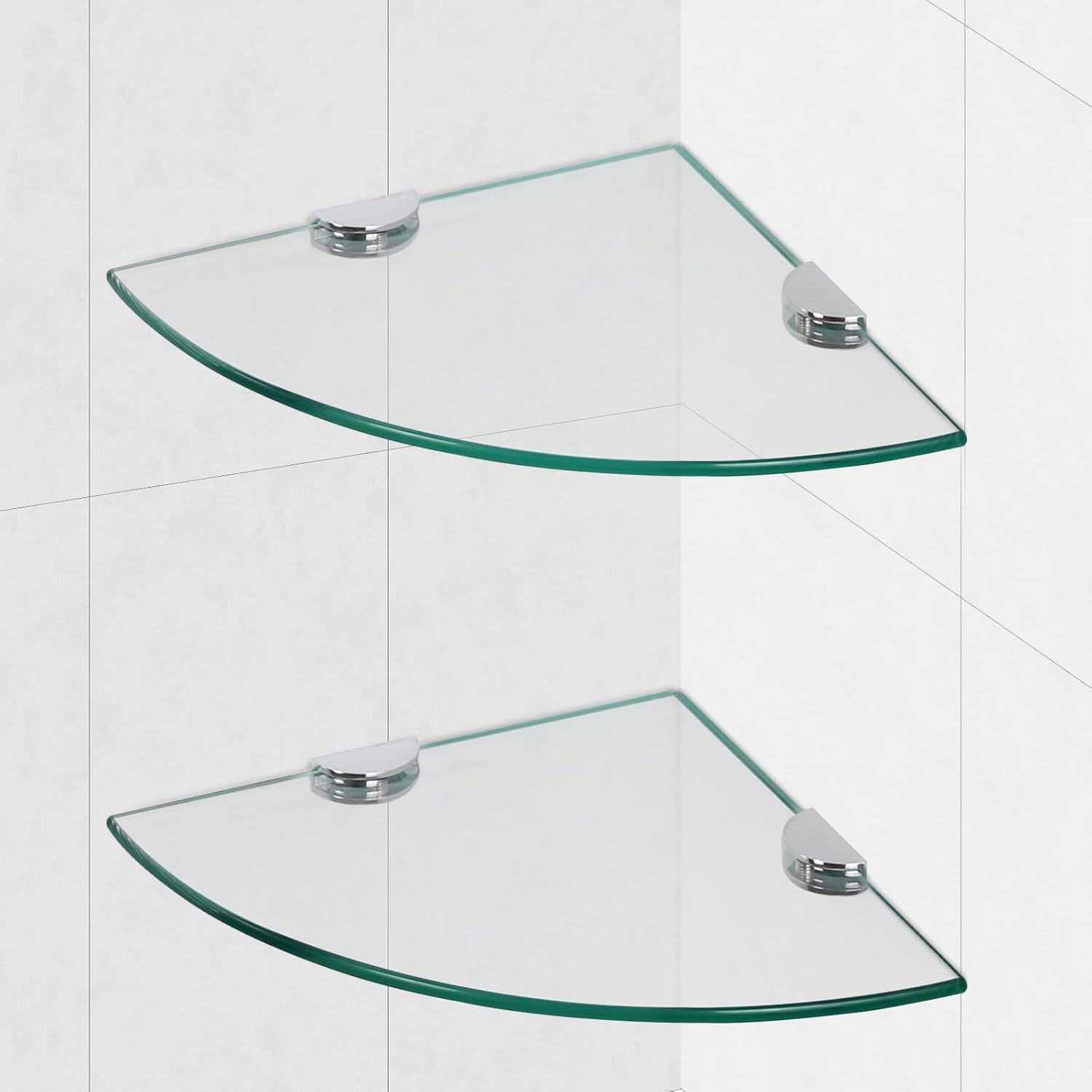 Glass Corner Shower Shelves, Tempered Floating Glass Shelves Wall Mount,