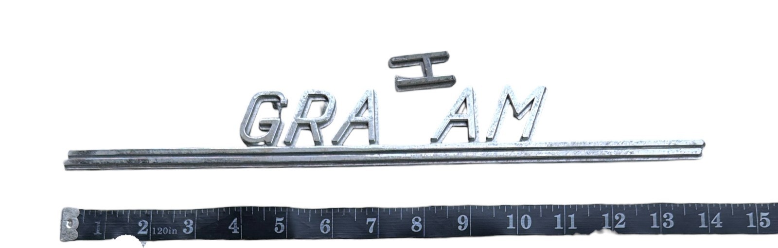 1940 Graham Sharknose Hollywood Trunk Emblem 14" Original – Needs "H" Repair