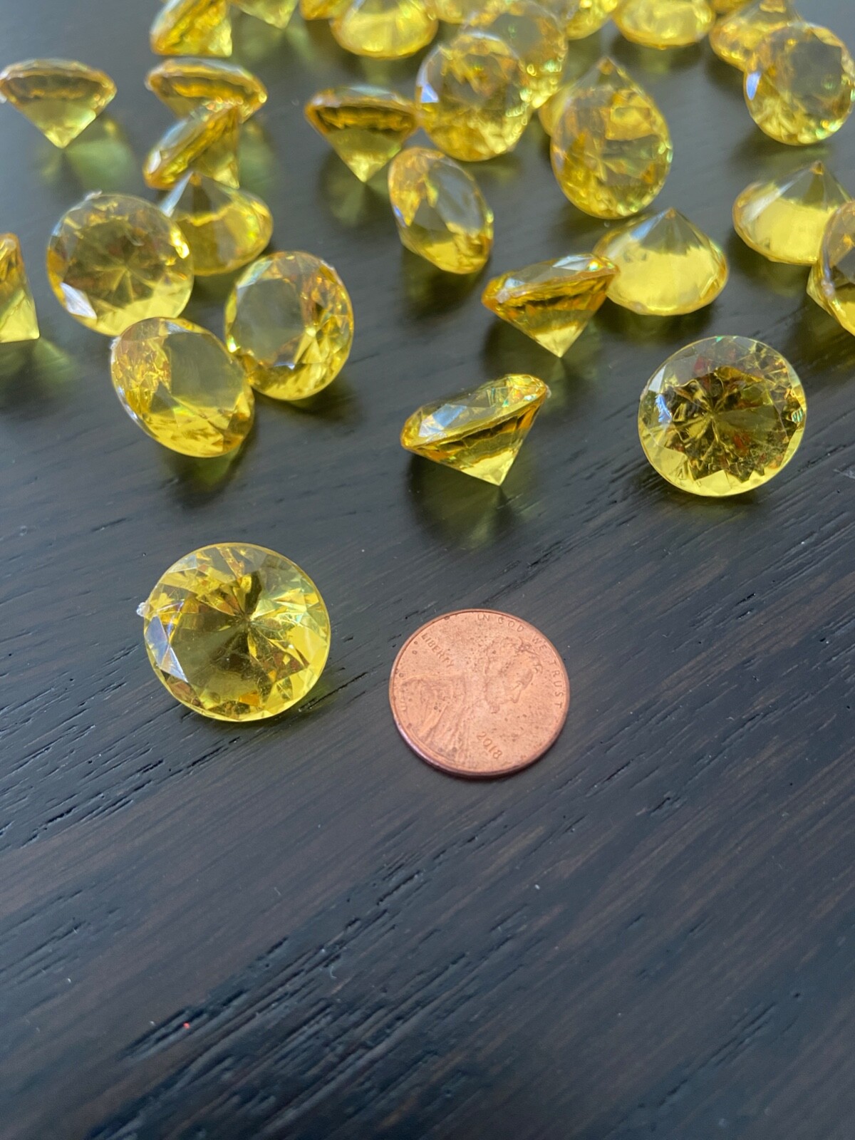 Yellowgold 20mm Acrylic Diamond Shape Gems Plastic Craft Gems