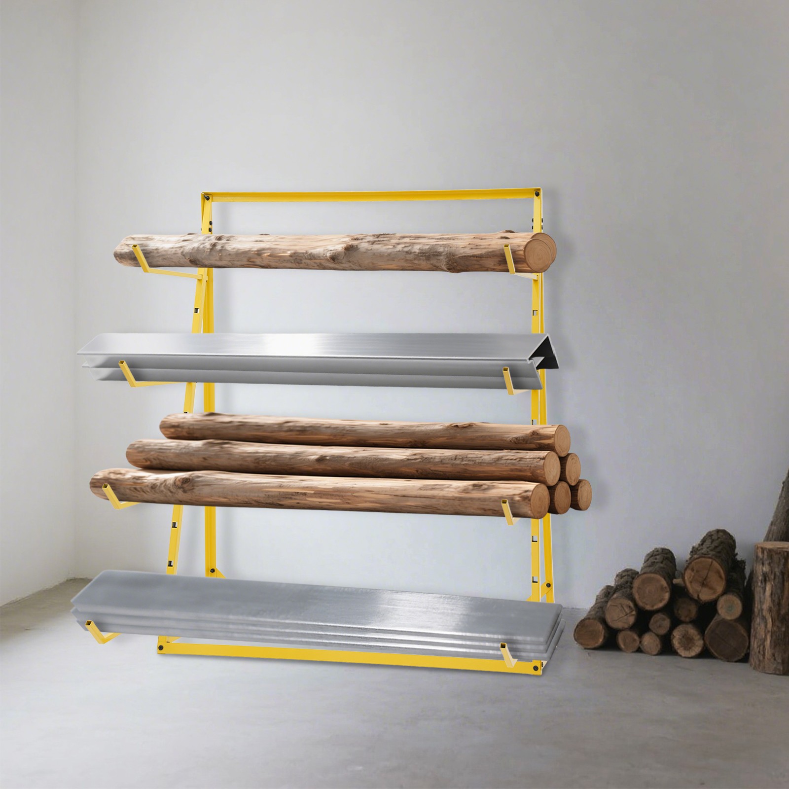 4 Tier Steel Horizontal Lumber Storage Rack Adjustable Storage Cantilever Rack