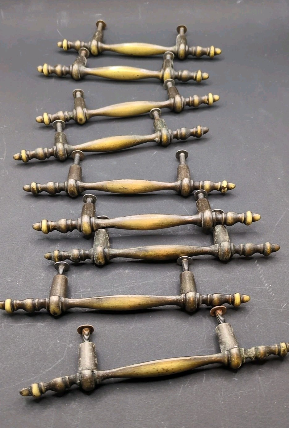 Lot of 16 Amerock MCM Brass Drawer Pull Handles RD 1968 CAN 5.5" With Screws