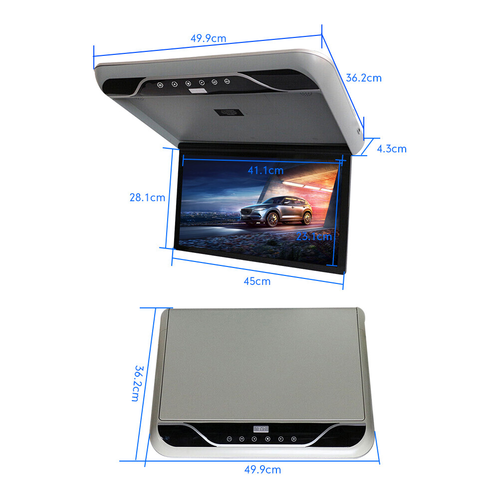 19.5" Screen Car Overhead Ceiling Roof Mount Monitor FHD 1080P Video Player HDMI
