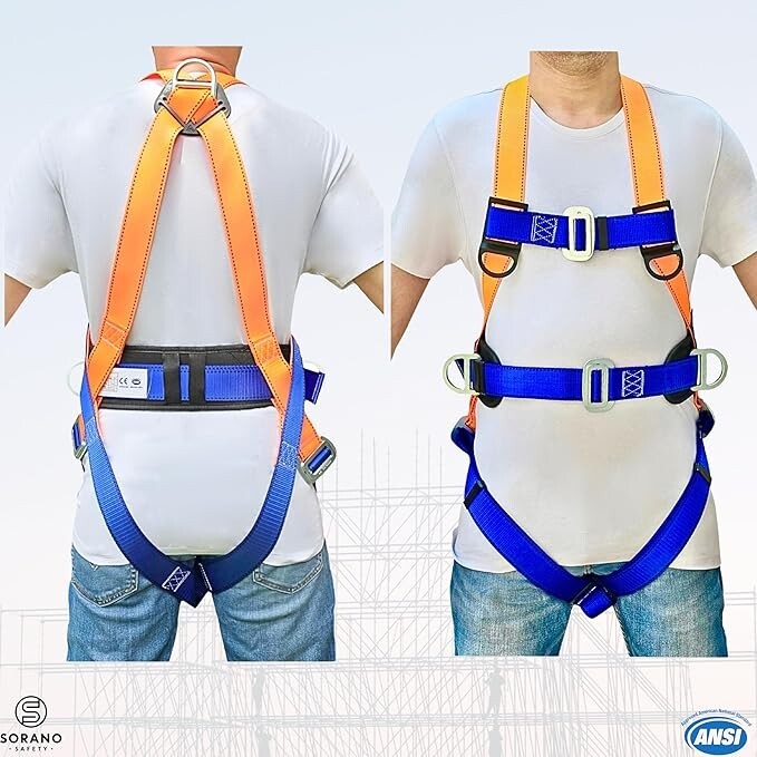 Safety Harness Fall Protection Kit, Full Body Roofing Harness with Lanyard