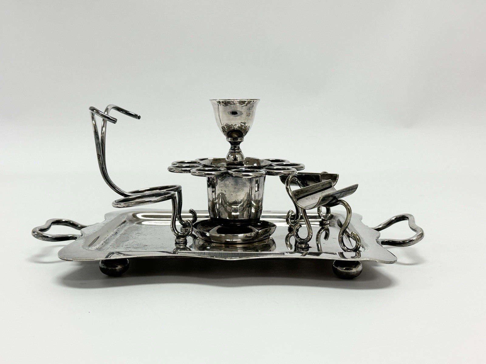 Antique English William Hutton & Sons Silver Plated Cigar Server Ca. 1880