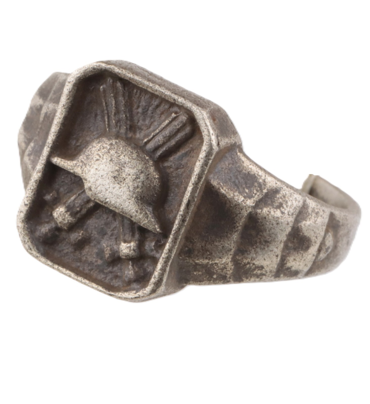German special force WW2 Officers ring 835 silver WW1 Helmet sword signet WWII