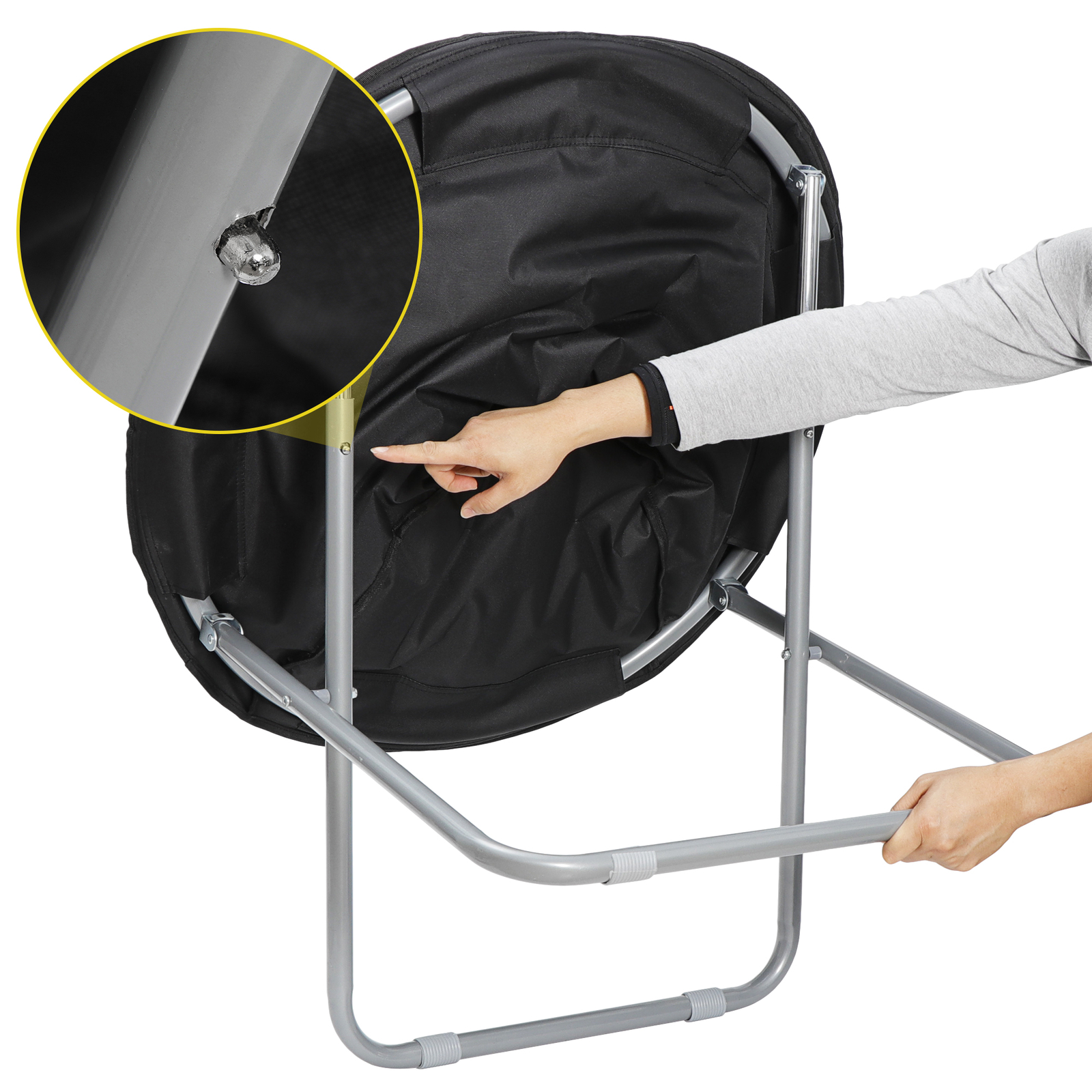 Oversized Moon Saucer Chair Seat Stool Soft Folding Home Living Room Sofa Black